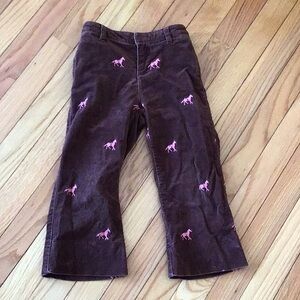 Vintage Corduroy Embroidered Horses Flared Girls Pants